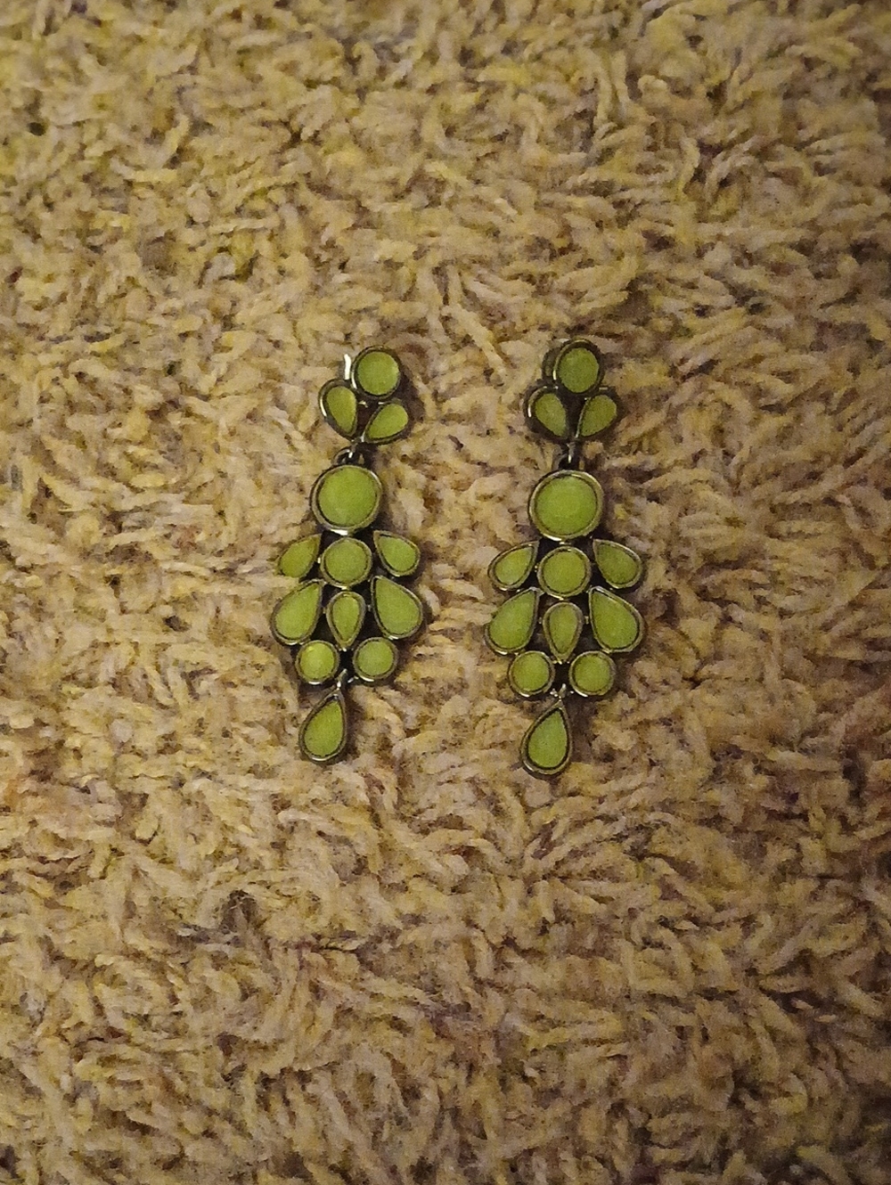 Green Teardrop Cluster Dangle Earrings - Women Jewelry